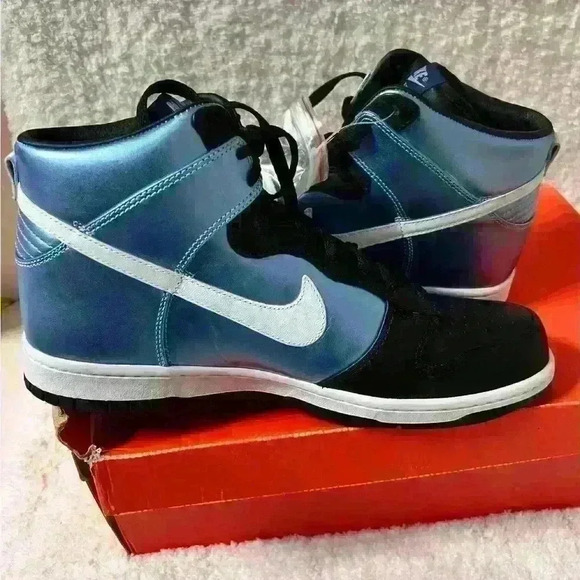 2008 NIKE DUNK HIGH PREMIUM ICE BLUE & BLACK 11.5M DS - Picture 9 of 16